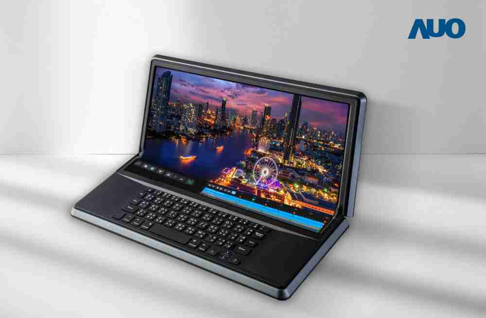 菠菜论坛14.6吋Micro LED折迭显示屏幕，，搭配半径4mm的弯折绞炼，，，以及高画素、、高亮度、、、高对比度的显示技术特点，，，，即便在大视角下仍保有绝佳色相与亮度